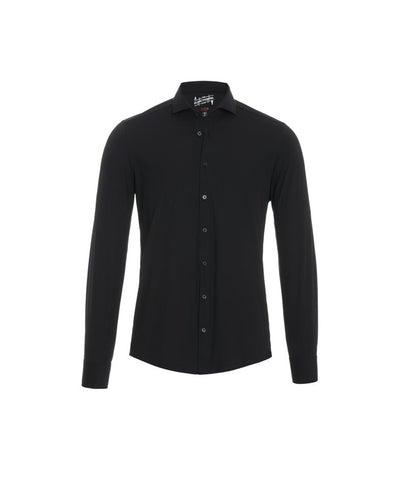 Zwart Pure slim-fit overhemd met knoopsluiting en lange mouwen