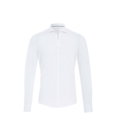 Wit Pure slim-fit overhemd met knoopsluiting en lange mouwen