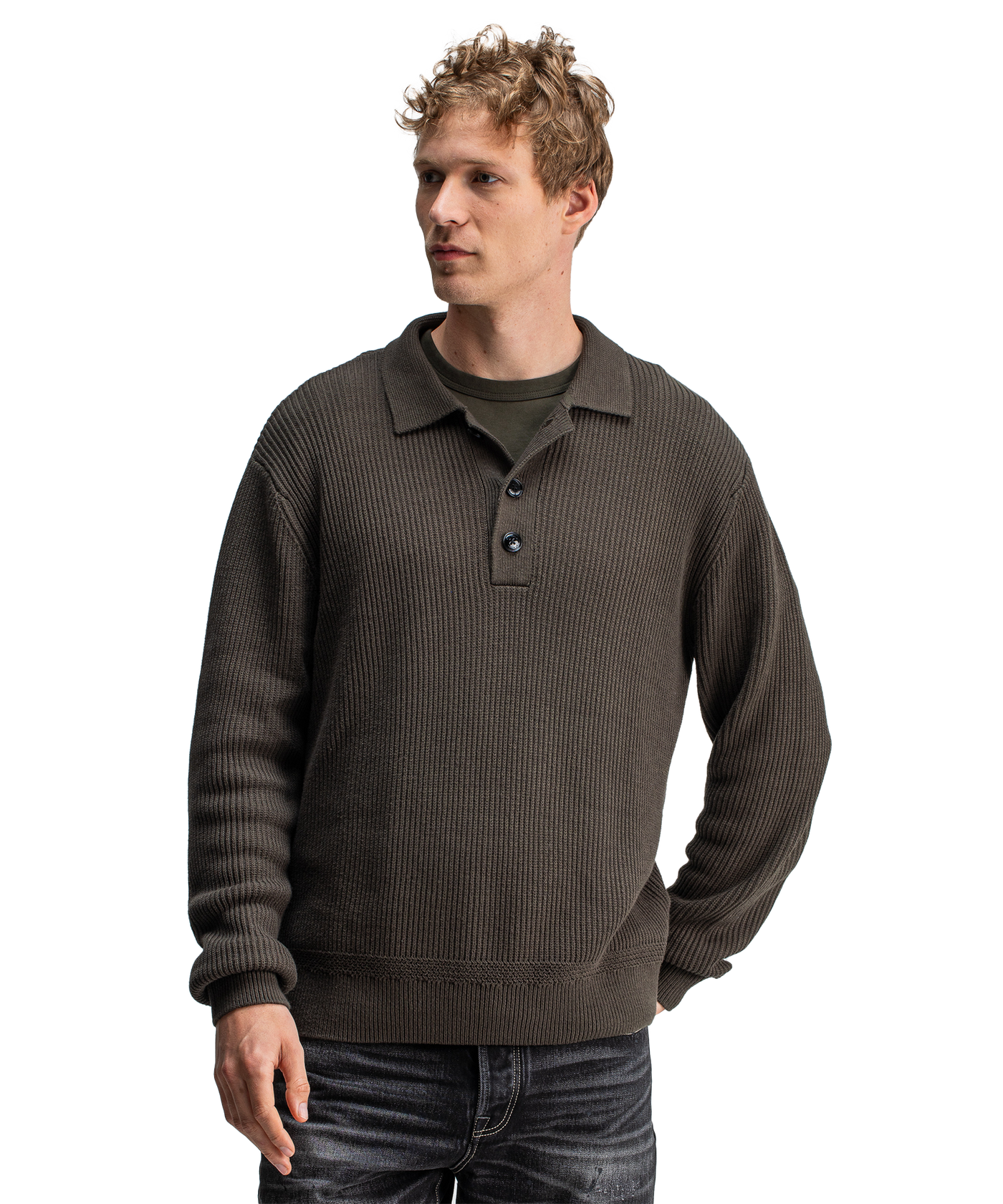 Butcher of Blue - M2516026 - Galway Polo Ls - 696 Mocha Brown