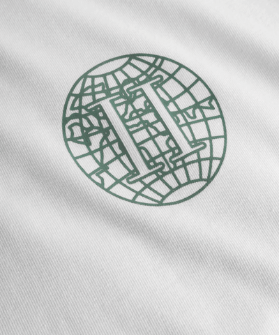Les Deux - Ldm101164 - Globe T-shirt - White/dark Ivy Green