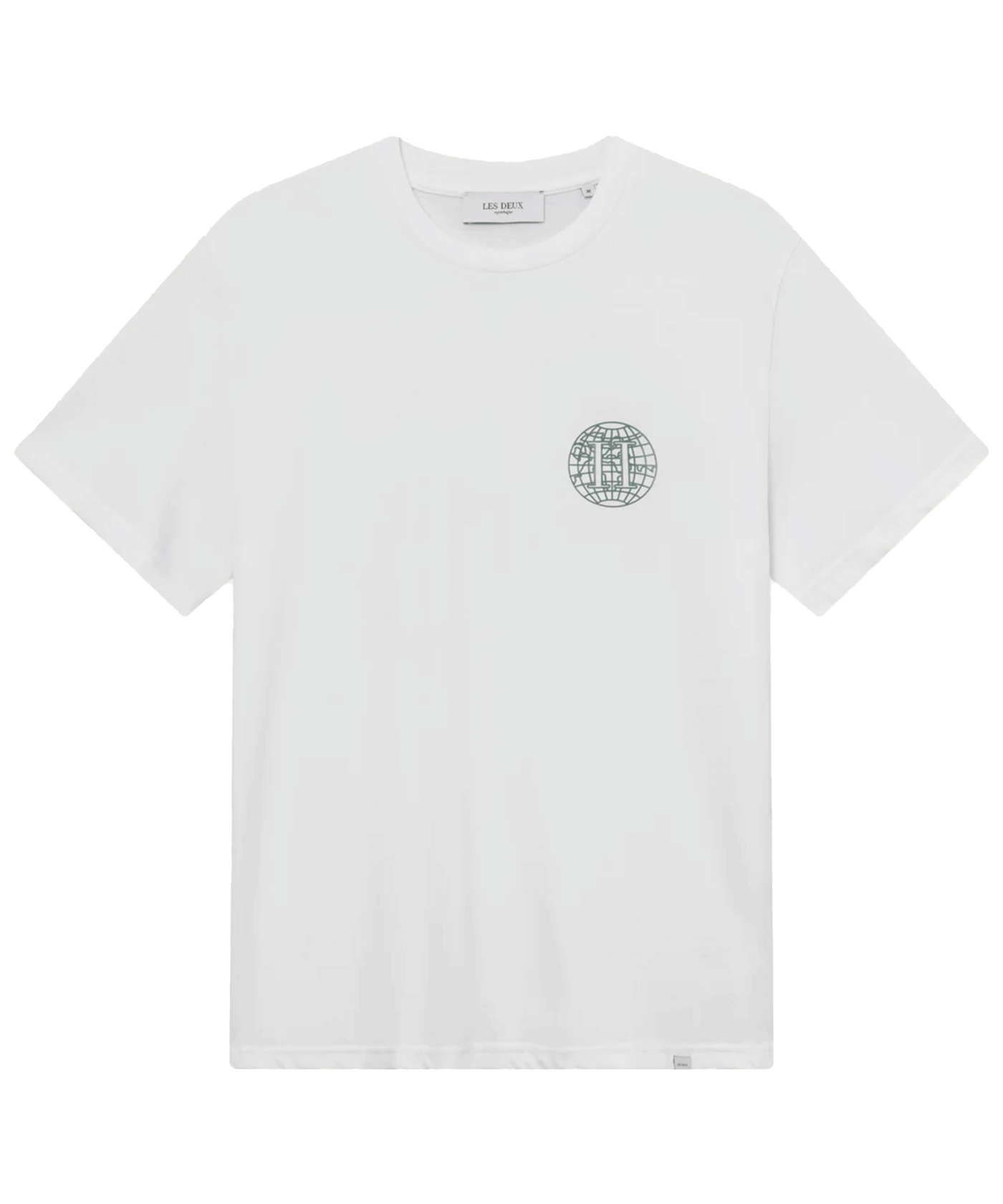 Les Deux - Ldm101164 - Globe T-shirt - White/dark Ivy Green