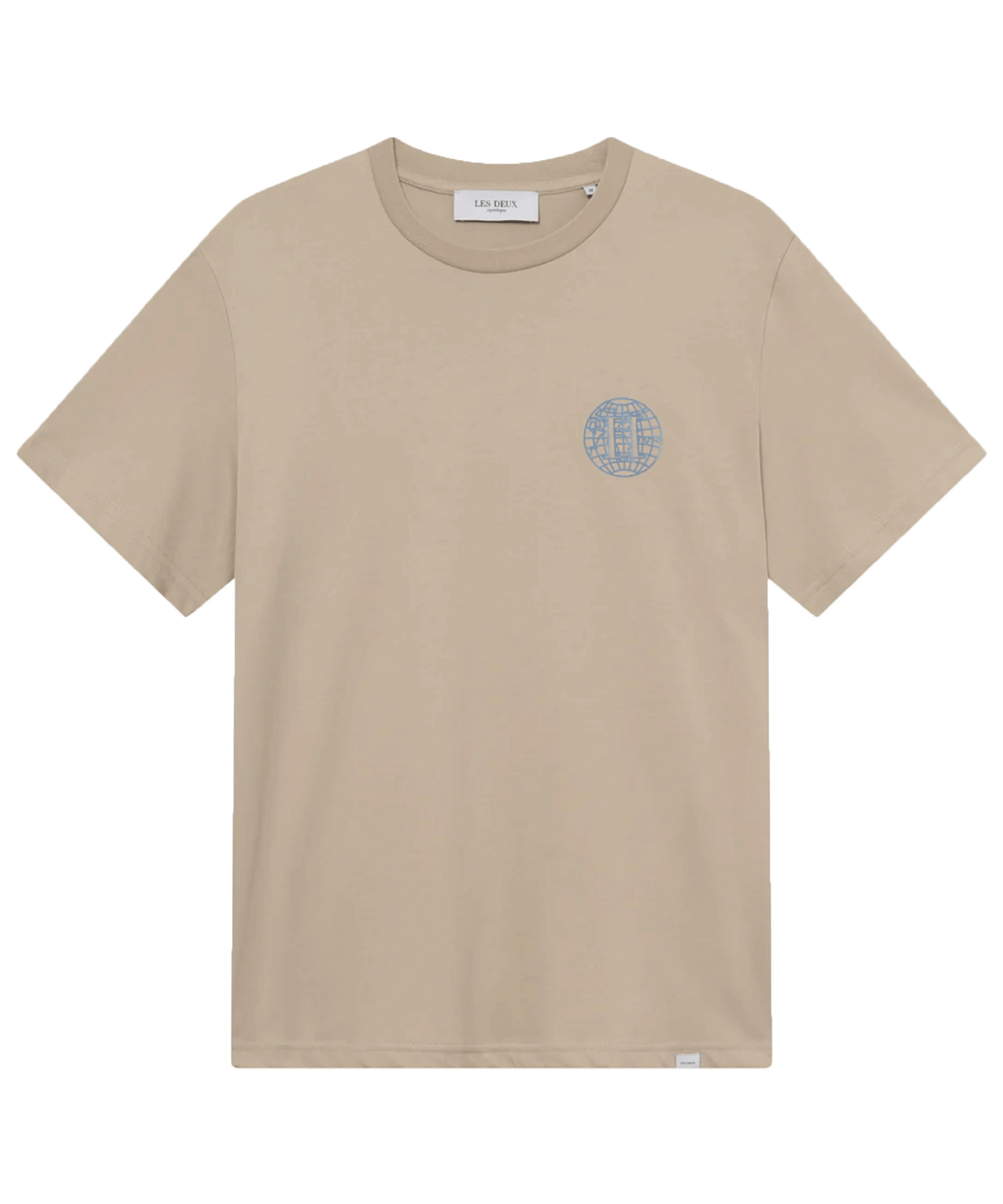 Les Deux - Ldm101164 - Globe T-shirt - Lt Desert/washed Denim