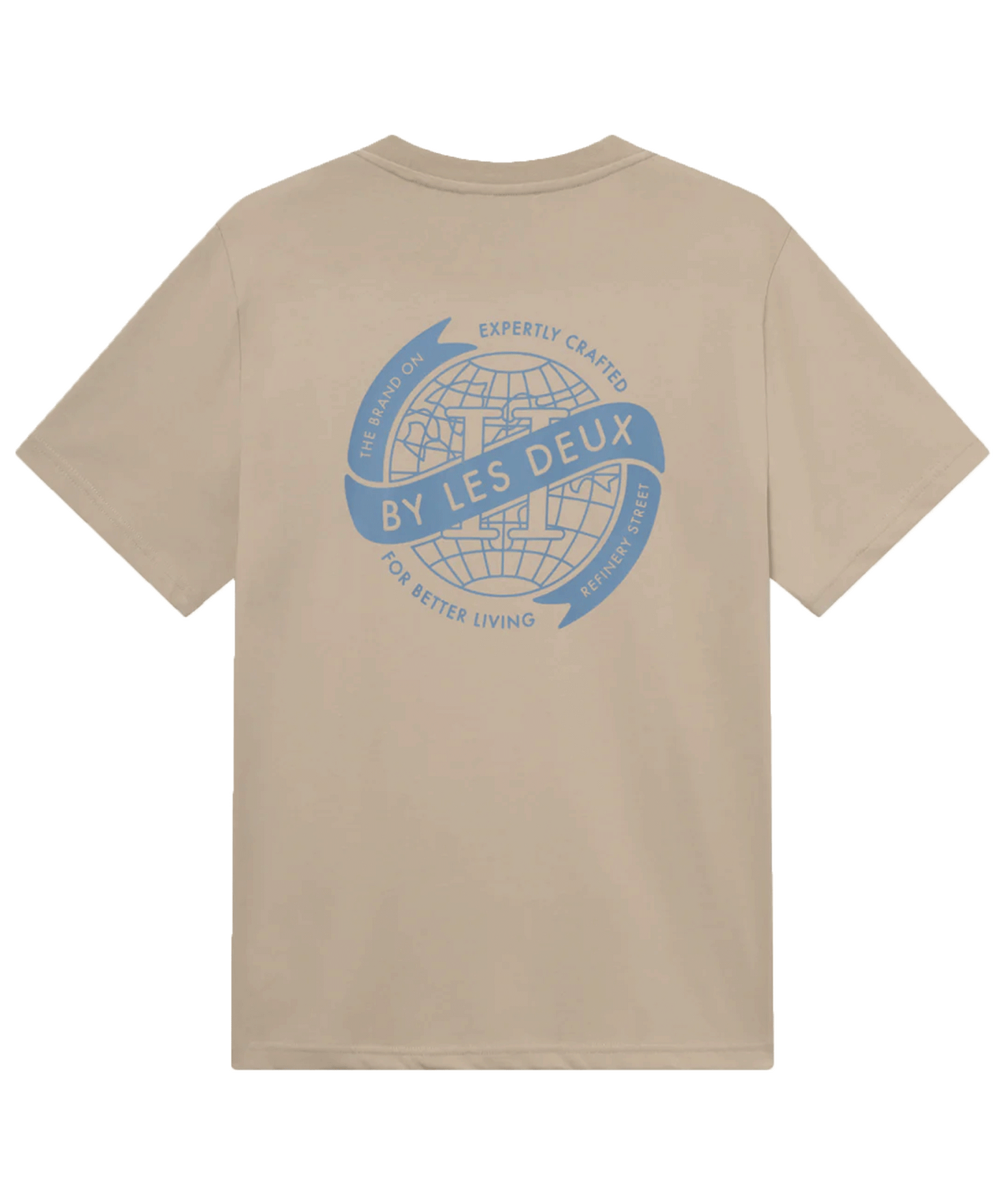 Les Deux - Ldm101164 - Globe T-shirt - Lt Desert/washed Denim