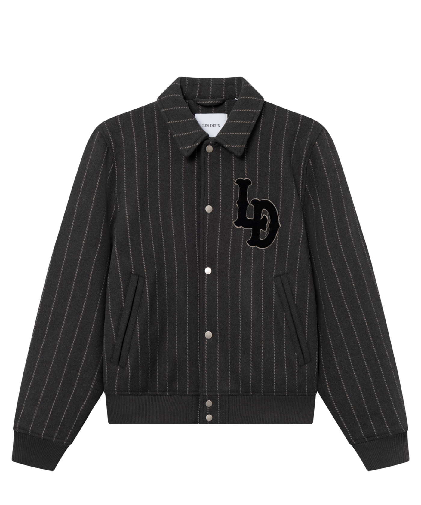 Les Deux - 1001032 - Varsity Pinstripe Wool Jacket - Raven