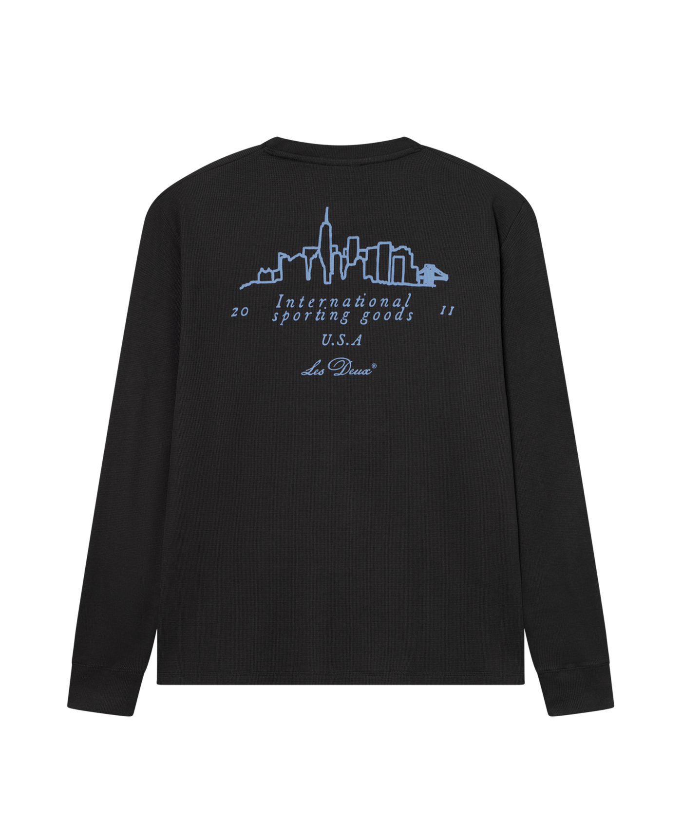 Les Deux - 1001024 - Brady Skyline Waffle L/s T-shirt - Raven