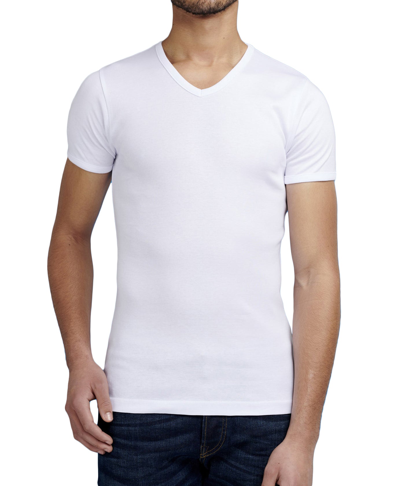 Garage - Bodyfit T-shirt V-neck 100 White