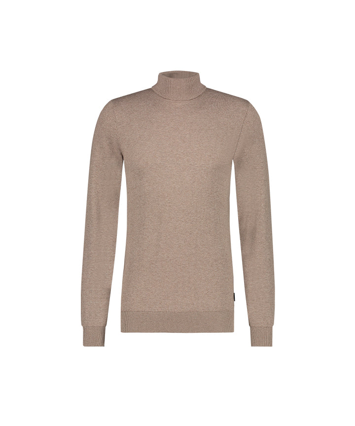 Taupe kleurige slim-fit trui met half zip van Saint Steve