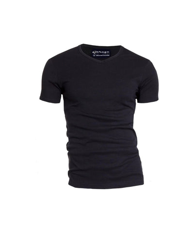 Zwart Garage bodyfit t-shirt met v-hals en korte mouwen