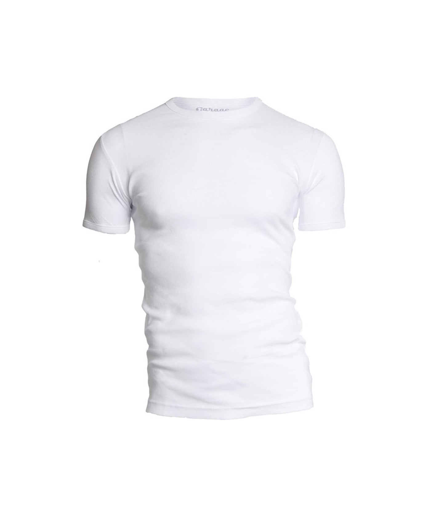 Wit Garage bodyfit t-shirt met ronde hals en korte mouwen