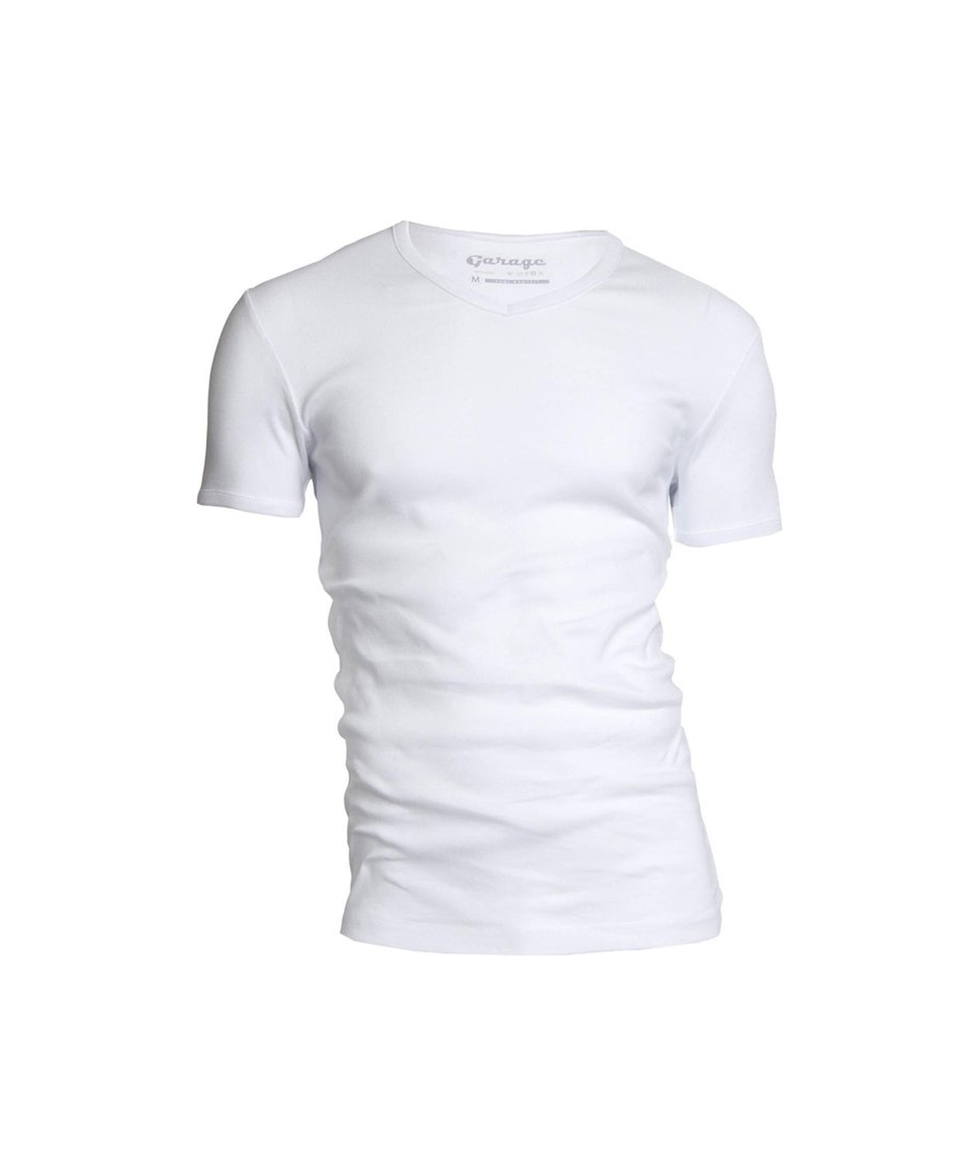 Wit Garage bodyfit t-shirt met v-hals en korte mouwen