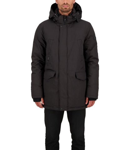 Zwarte slim-fit parka waterafstotende winter jas van Airforce met ritssluiting en zakken